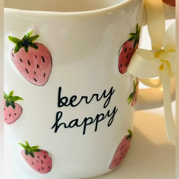 NEW! RAE DUNN Berry Happy Mug NWT Strawberry Kitchen Coffee Collectors - Picture 2 of 10